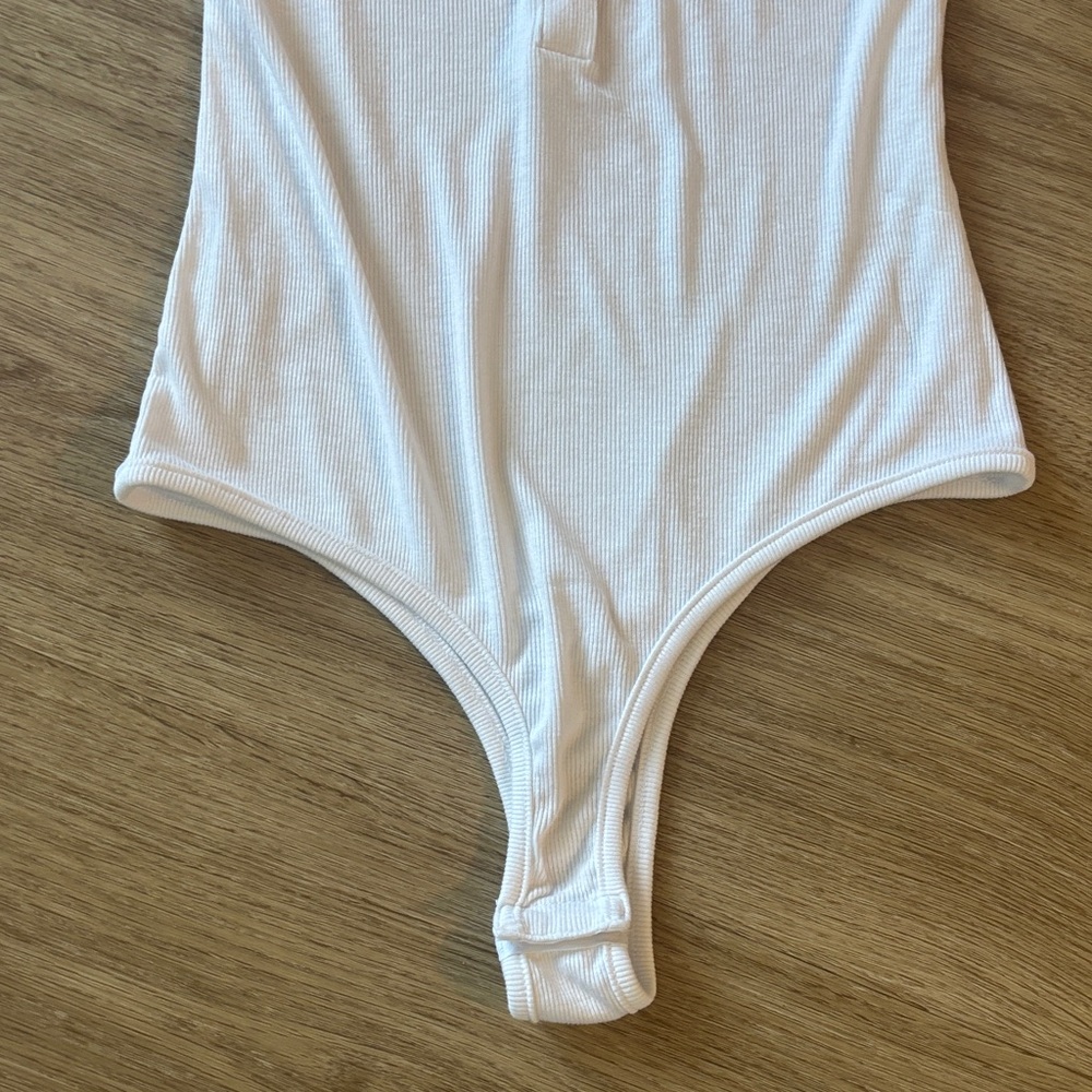 Vici Collection White Rubbed Button-Up Bodysuit - image 5